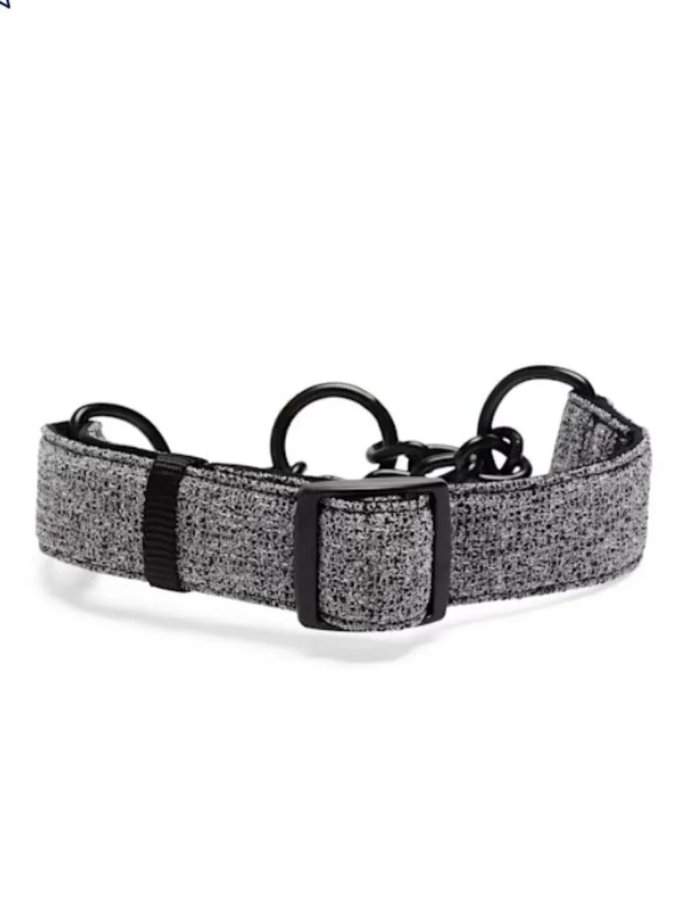 Martingale Sz M Dog Collar, Heather Gray with Black Metal Hardware, NWT